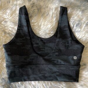 Soybu Sports Bra Women’s S Grey Camo Activewear Recycled Polyester Support Yoga